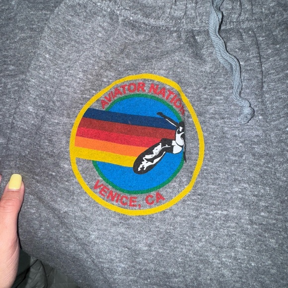 Aviator Nation Women’s Grey Joggers with Rainbow Logo - Picture 3 of 5